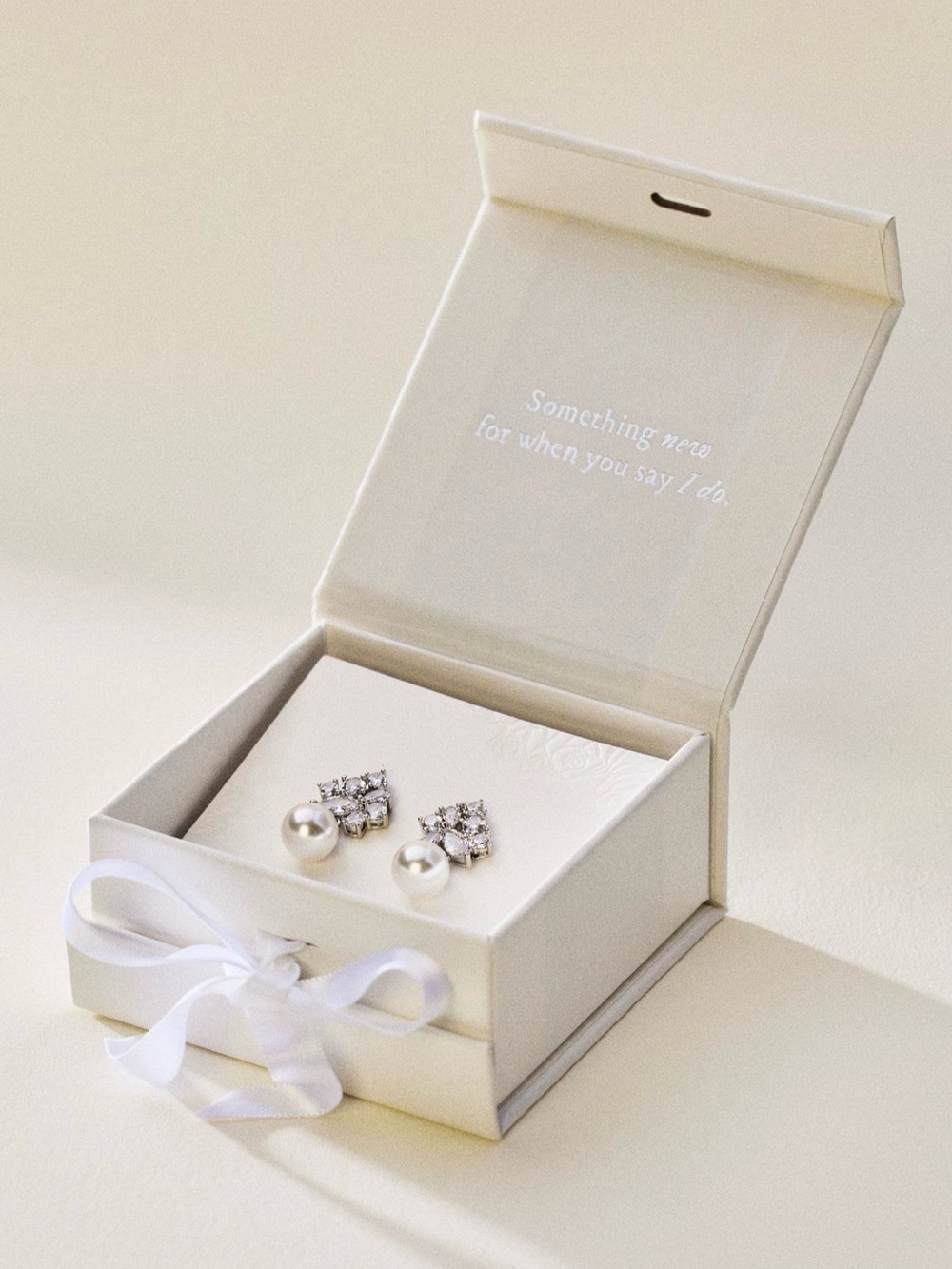 NWT! By Anthropologie Weddings Crystal & Pearl Earrings Gift Box